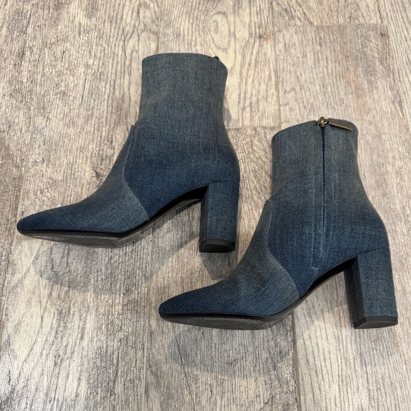 Saint Laurent denim Lou block heel booties - Picture 5 of 11